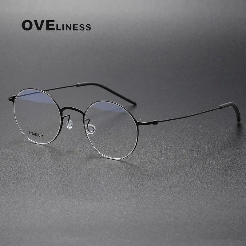 Unisex Round Full Rim Titanium Prescription Glasses 5044 — view 2 | Rx Spectacle