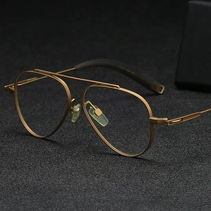 Men's Oval Full Rim Titanium Oversized Prescription Glasses 41102 — view 2 | Rx Spectacle