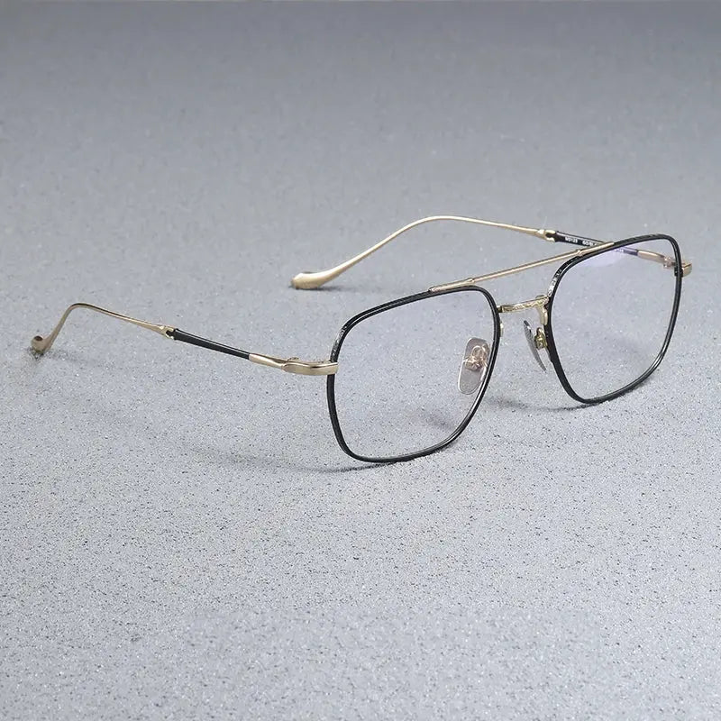 Men's Square Full Rim Titanium Double Bridge Prescription Glasses 43123 — view 5 | Rx Spectacle