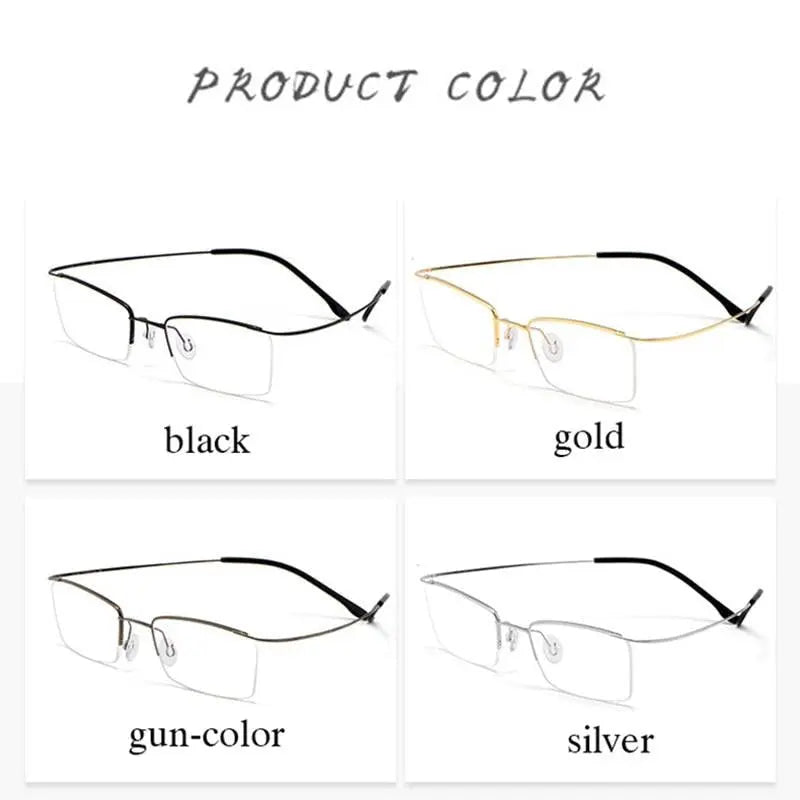 Men's Rectangular Semi-Rimless Titanium Prescription Glasses 30004 — view 4 | Rx Spectacle