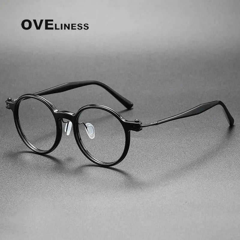Unisex Round Full Rim Titanium Prescription Glasses 5886 — view 2 | Rx Spectacle