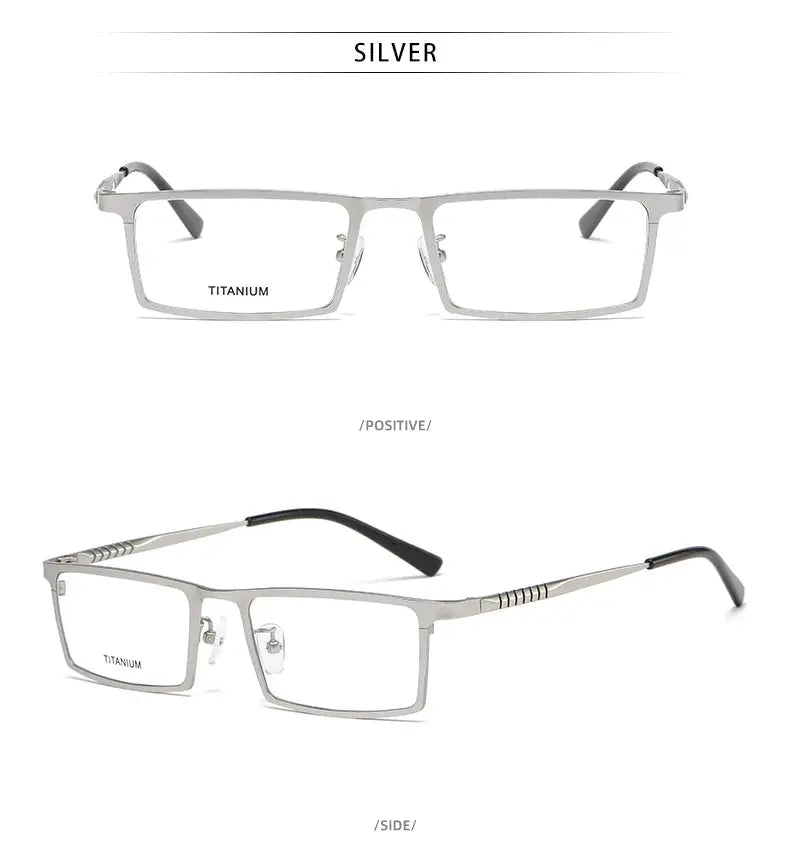 Men's Square Full Rim Titanium Prescription Glasses P8808 — view 6 | Rx Spectacle