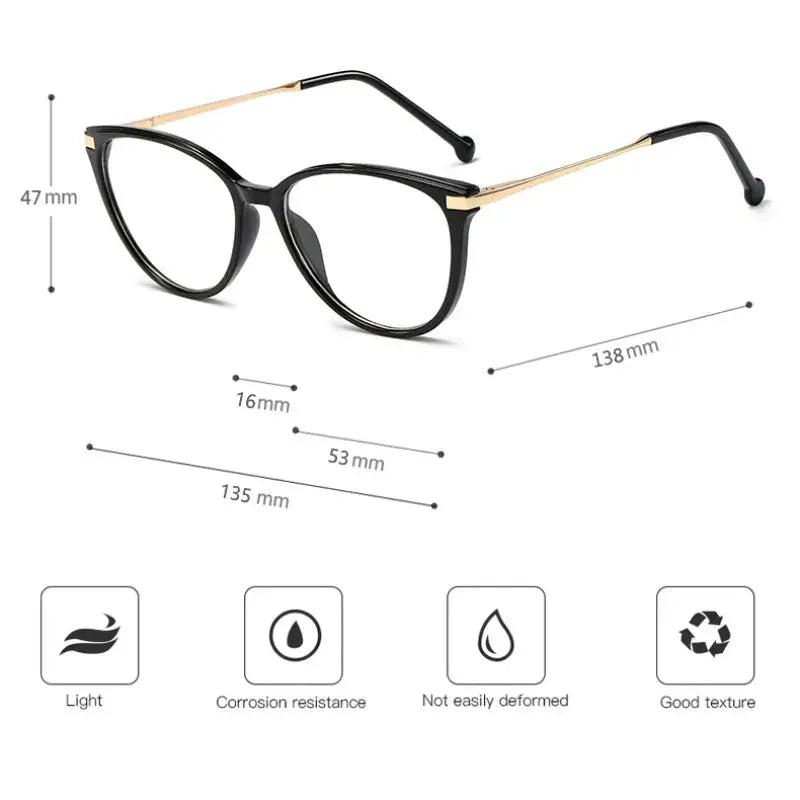 Women's Cat Eye Full Rim TR90 Prescription Glasses 92201 — view 2 | Rx Spectacle