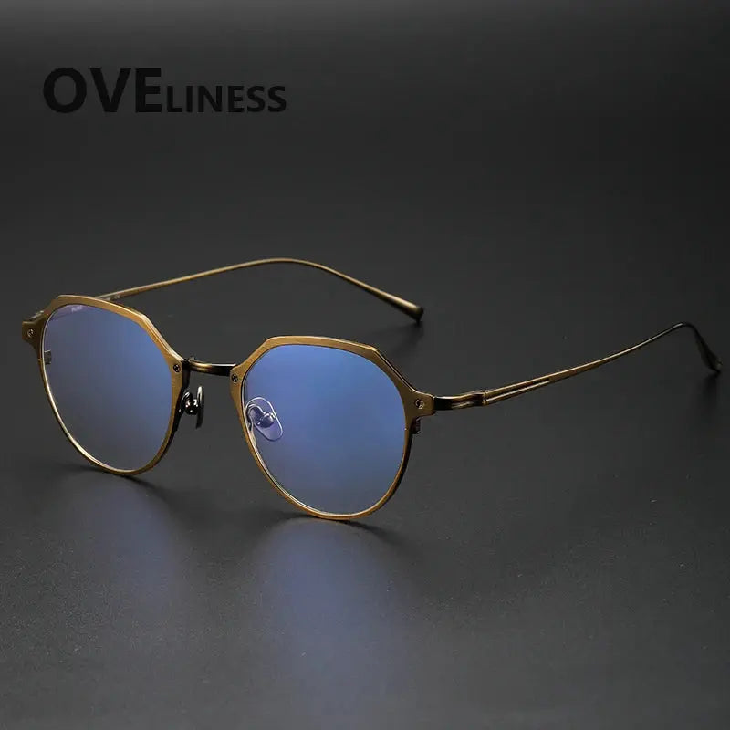 Unisex Polygon Full Rim Titanium Oversized Prescription Glasses 642039 — view 4 | Rx Spectacle