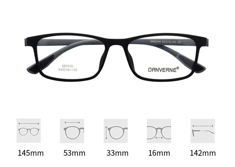 Unisex Square Full Rim Ultem Prescription Glasses M2039 — view 13 | Rx Spectacle