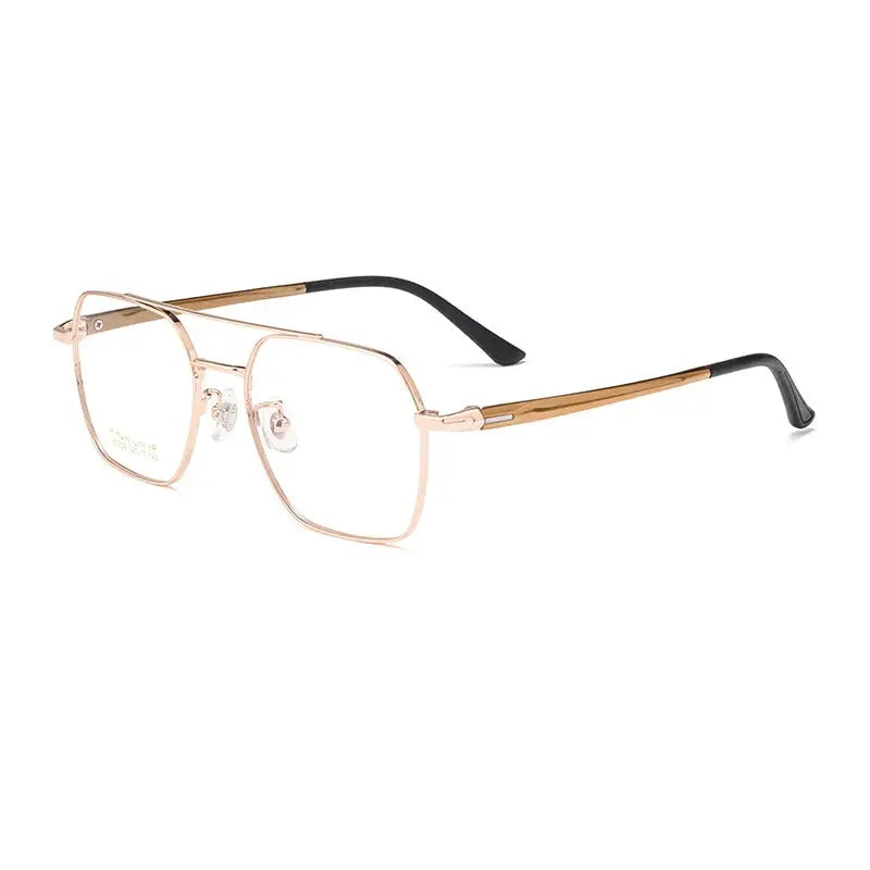 Men's Square Full Rim Titanium Double Bridge Prescription Glasses N80009n — view 8 | Rx Spectacle