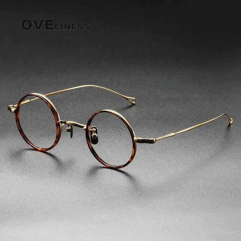 Unisex Round Full Rim Titanium Prescription Glasses V8 — view 5 | Rx Spectacle