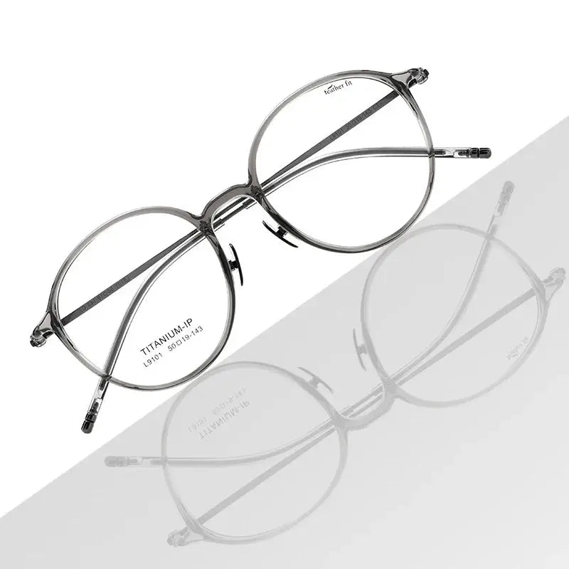 Women's Round Full Rim Titanium Prescription Glasses 9101 — view 5 | Rx Spectacle