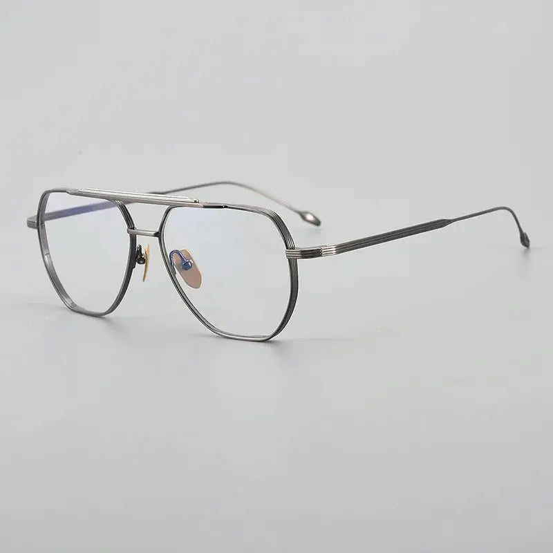 Unisex Oval Full Rim Titanium Double Bridge Prescription Glasses Jr39 — view 8 | Rx Spectacle