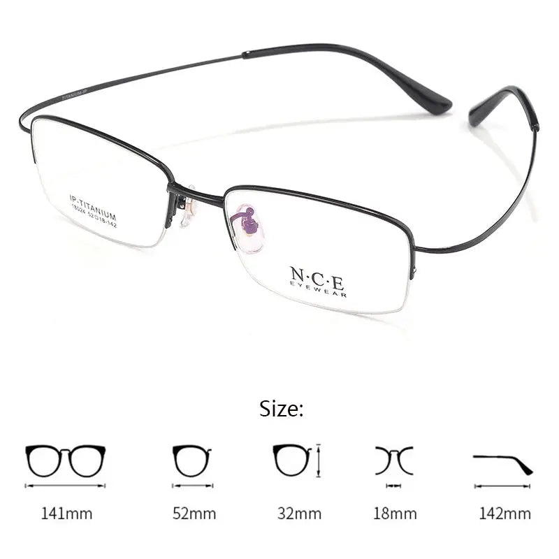 Men's Square Semi-Rimless Titanium Prescription Glasses 718024 — view 2 | Rx Spectacle
