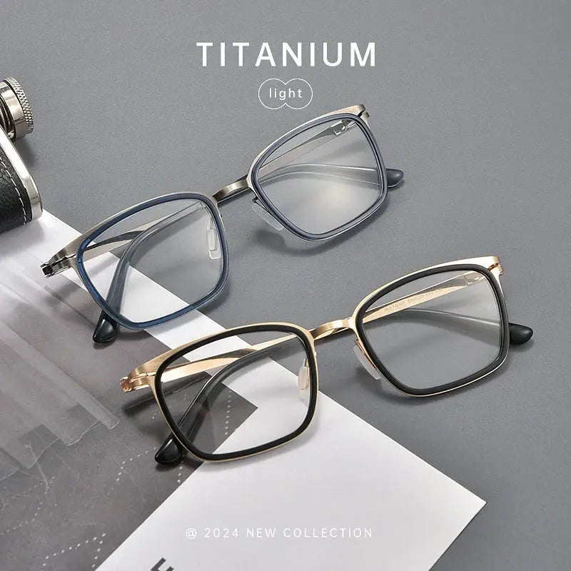 Unisex Square Full Rim Titanium Prescription Glasses Y7910 — view 3 | Rx Spectacle