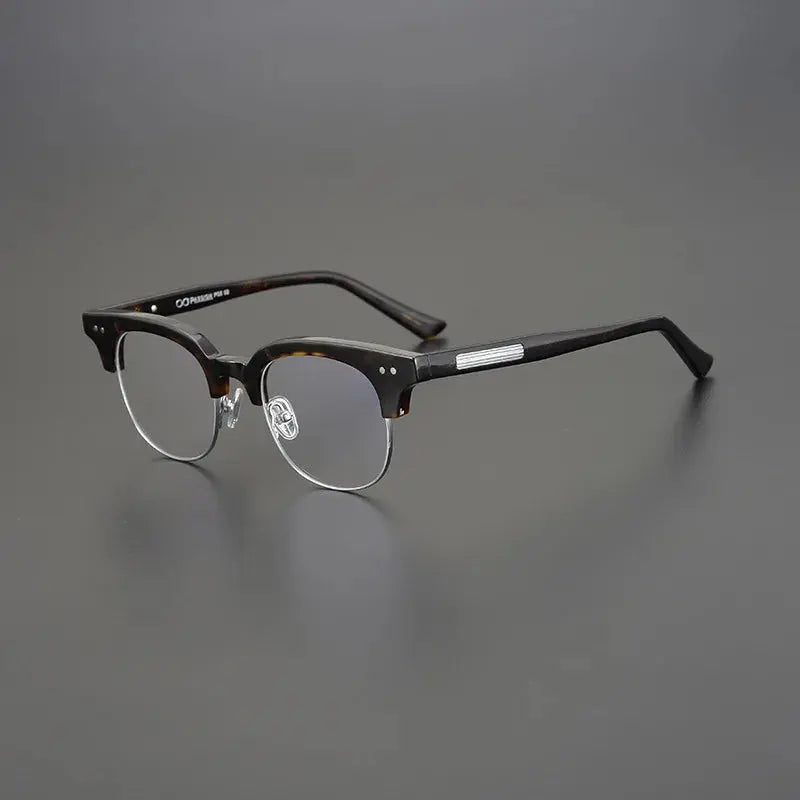 Unisex Square Semi-Rimless Acetate Prescription Glasses 15022 — view 10 | Rx Spectacle