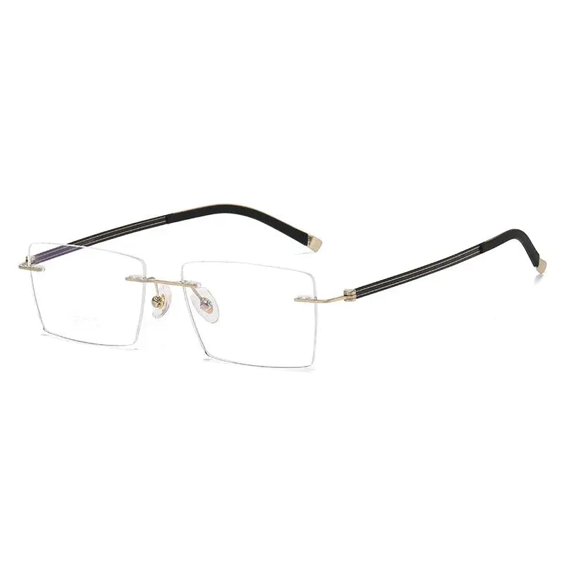 Unisex Polygon Rimless Titanium Prescription Glasses 60547 — view 5 | Rx Spectacle