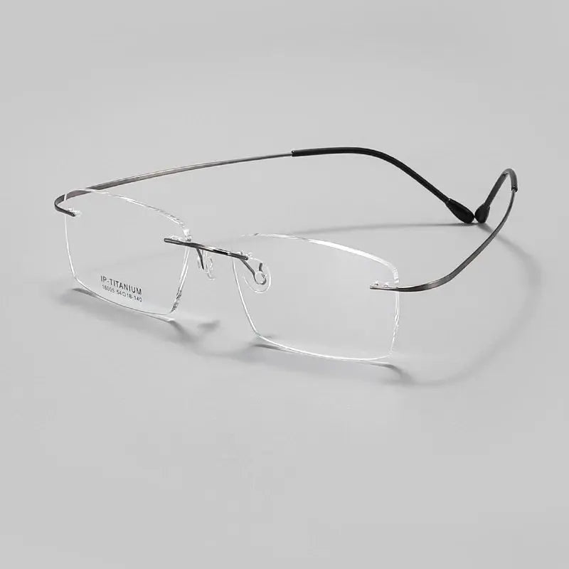Unisex Square Rimless Titanium Prescription Glasses 41600 — view 3 | Rx Spectacle