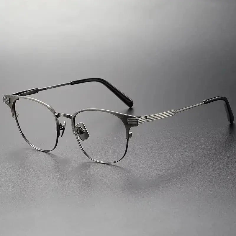 Unisex Browline Full Rim Titanium Prescription Glasses 369193 — view 6 | Rx Spectacle