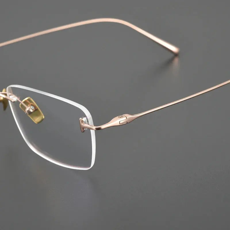 Unisex Rectangular Rimless Titanium Prescription Glasses Ft5678 — view 3 | Rx Spectacle