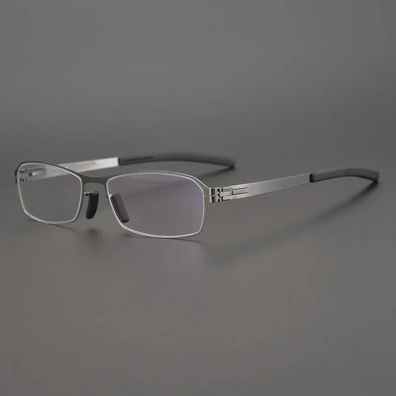 Unisex Square Semi-Rimless Stainless Steel Prescription Glasses 49006 — view 7 | Rx Spectacle