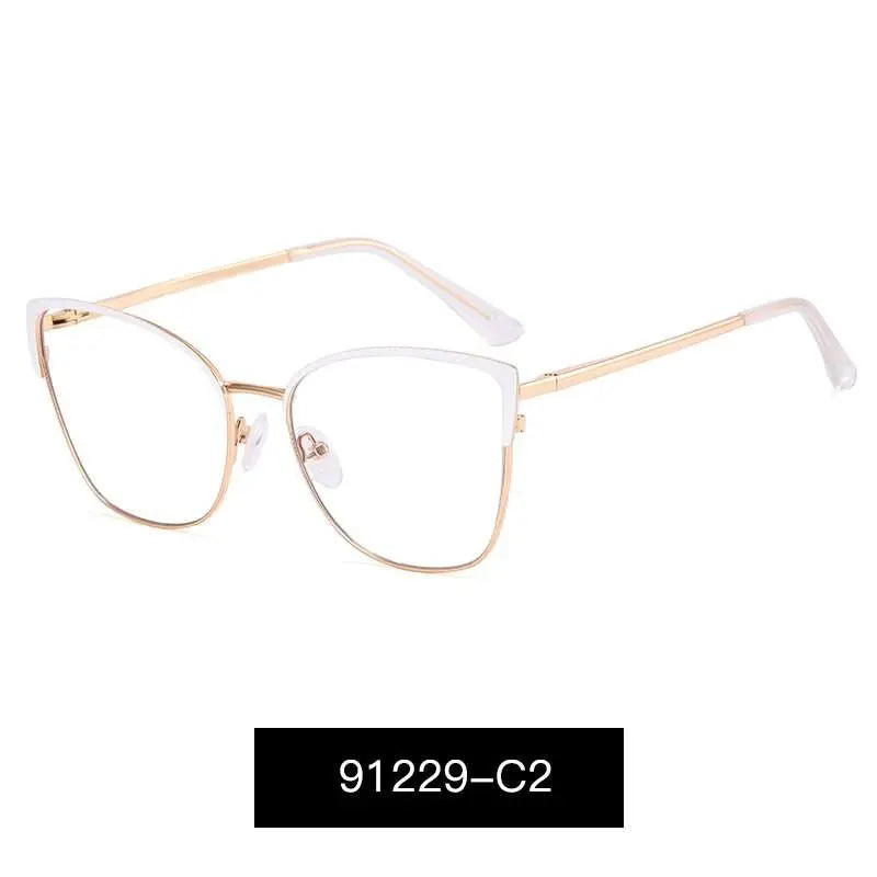 Women's Cat Eye Full Rim Alloy Prescription Glasses 91229 — view 7 | Rx Spectacle