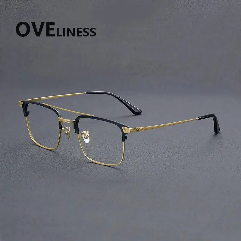 Men's Square Full Rim Titanium Double Bridge Prescription Glasses 981085 — view 6 | Rx Spectacle