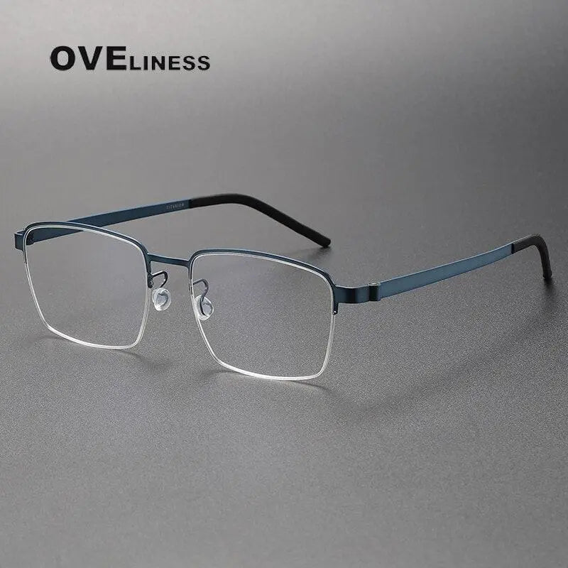 Unisex Square Full Rim Titanium Prescription Glasses 7426 — view 10 | Rx Spectacle