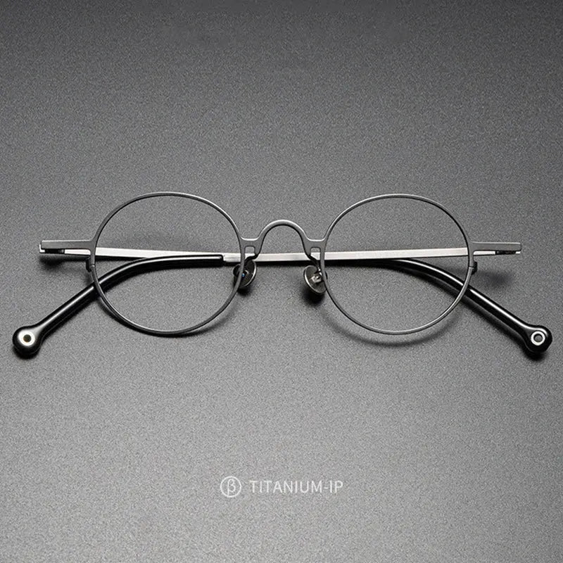 Unisex Round Full Rim Titanium Prescription Glasses K2480 — view 8 | Rx Spectacle