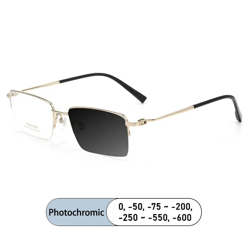Unisex Square Semi-Rimless Titanium Reading Glasses 69908 — view 4 | Rx Spectacle