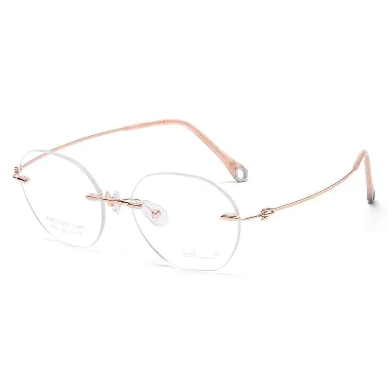 Women's Square Rimless Titanium Prescription Glasses 8587 — view 7 | Rx Spectacle