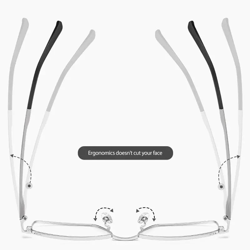 Unisex Square Full Rim Titanium Prescription Glasses N80012n — view 4 | Rx Spectacle