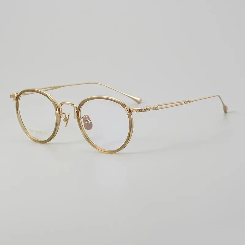 Unisex Oval Full Rim Titanium Prescription Glasses E046 — view 11 | Rx Spectacle