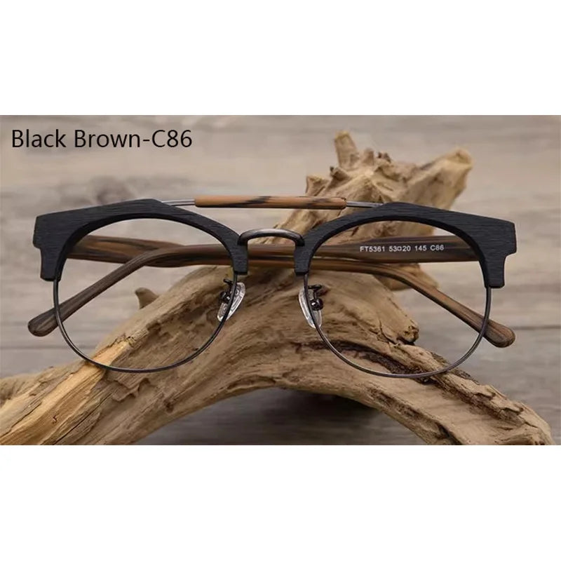 Men's Round Semi-Rimless Titanium Double Bridge Prescription Glasses 536100 — view 6 | Rx Spectacle