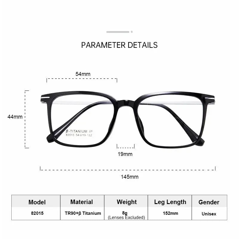 Women's Square Full Rim Titanium Prescription Glasses 82015 — view 2 | Rx Spectacle