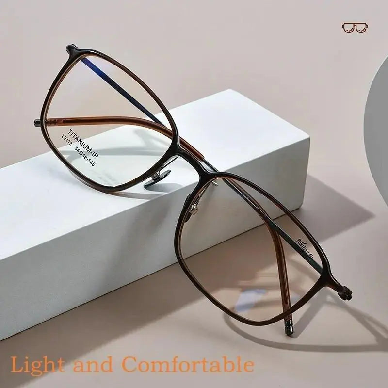 Unisex Square Full Rim Titanium Prescription Glasses L9112 — view 3 | Rx Spectacle