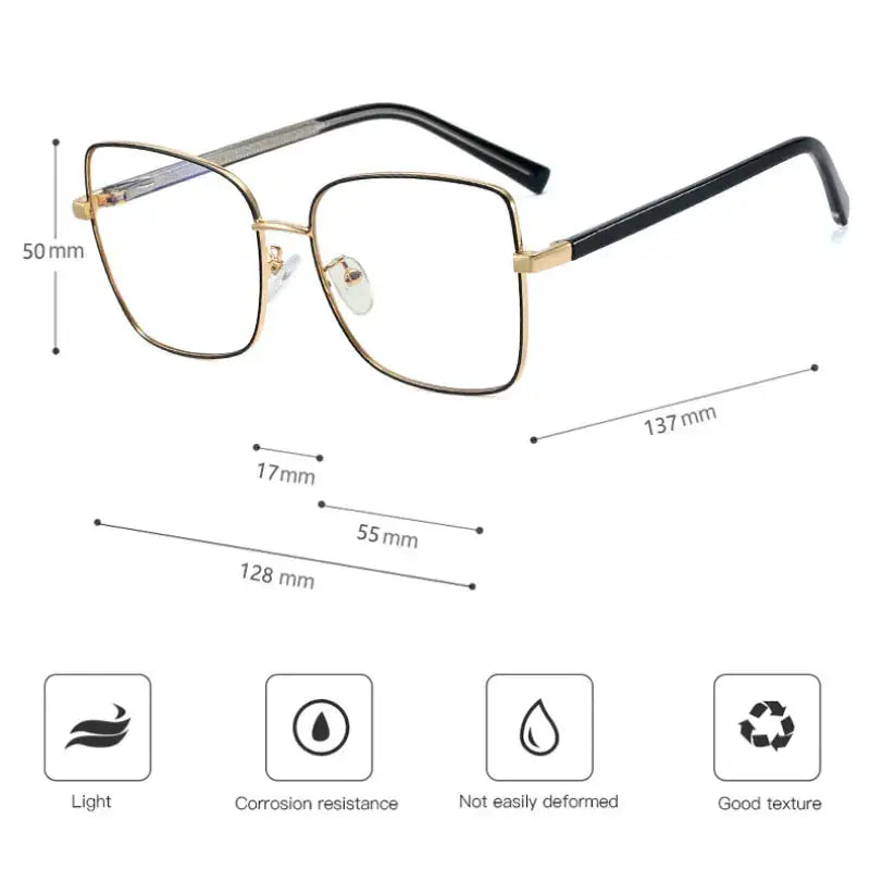Women's Square Full Rim Alloy Prescription Glasses 95773 — view 2 | Rx Spectacle