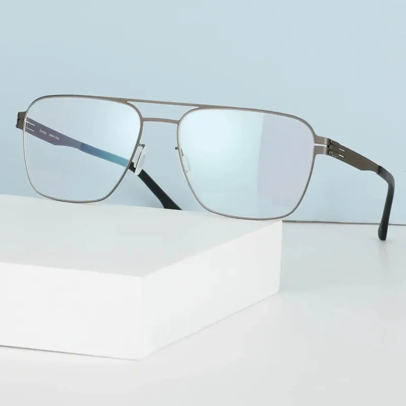 Women's Square Full Rim Stainless Steel Prescription Glasses Bm001 — view 3 | Rx Spectacle