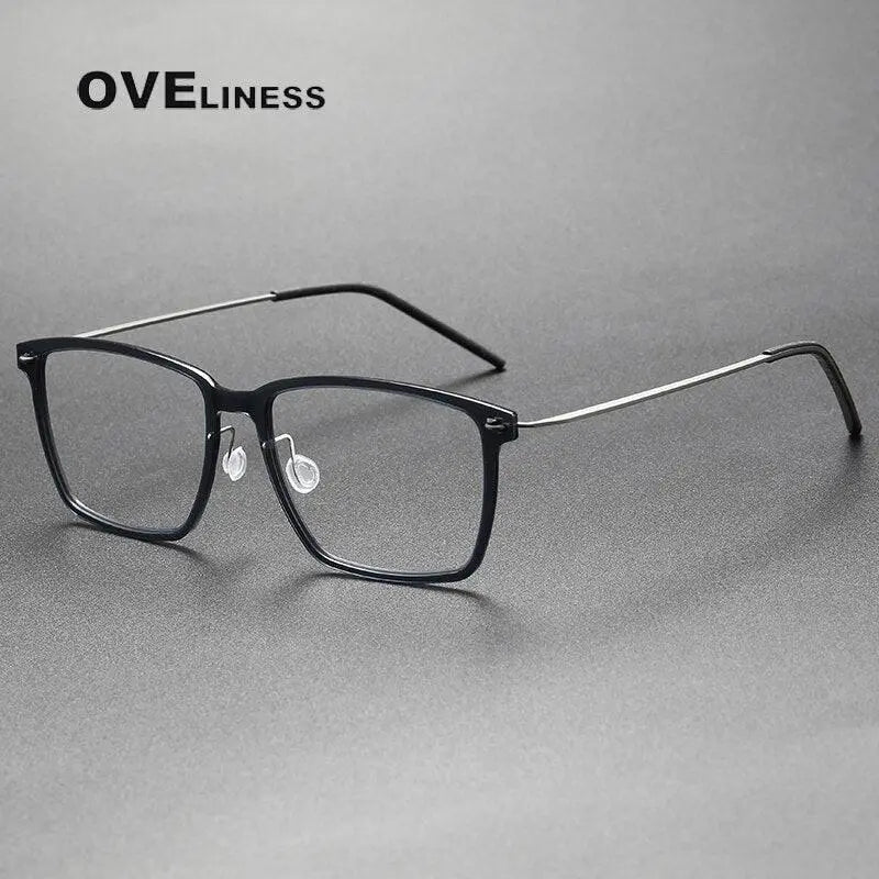 Unisex Square Full Rim Titanium Screwless Prescription Glasses 6505 — view 4 | Rx Spectacle