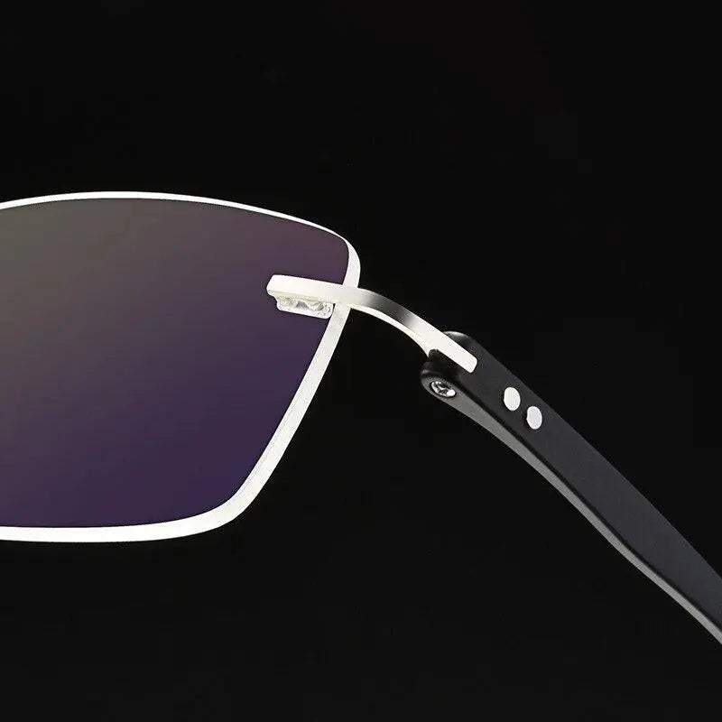 Men's Square Rimless Titanium Screwless Prescription Glasses Q2666 — view 8 | Rx Spectacle