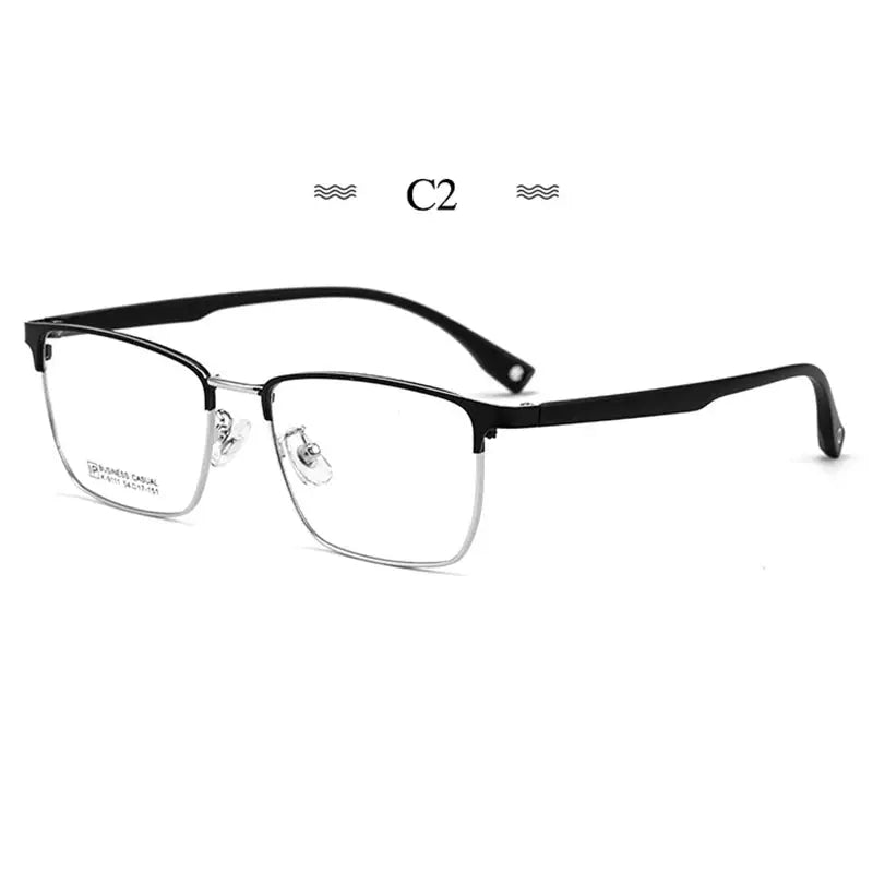 Men's Square Full Rim Titanium Prescription Glasses 79111 — view 3 | Rx Spectacle