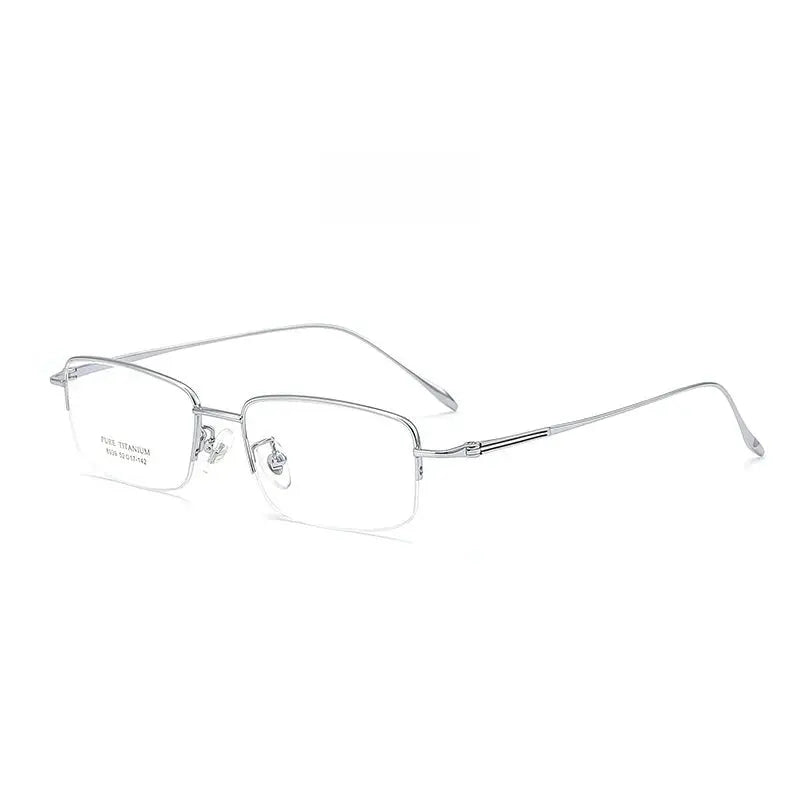 Men's Square Semi-Rimless Titanium Prescription Glasses Y8039 — view 9 | Rx Spectacle