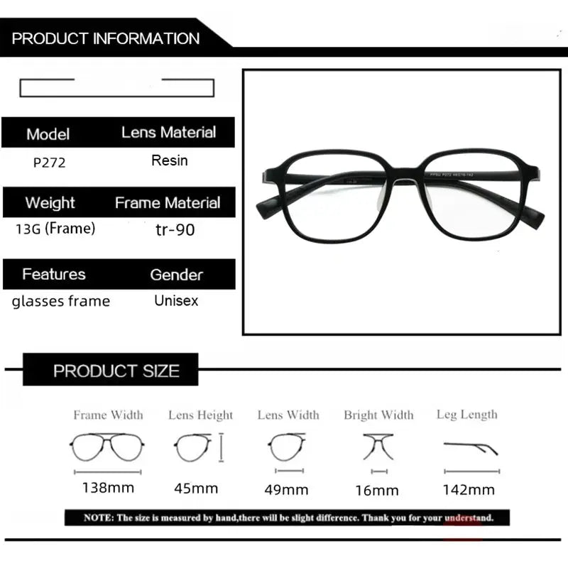Unisex Square Full Rim Titanium Prescription Glasses P272 — view 5 | Rx Spectacle