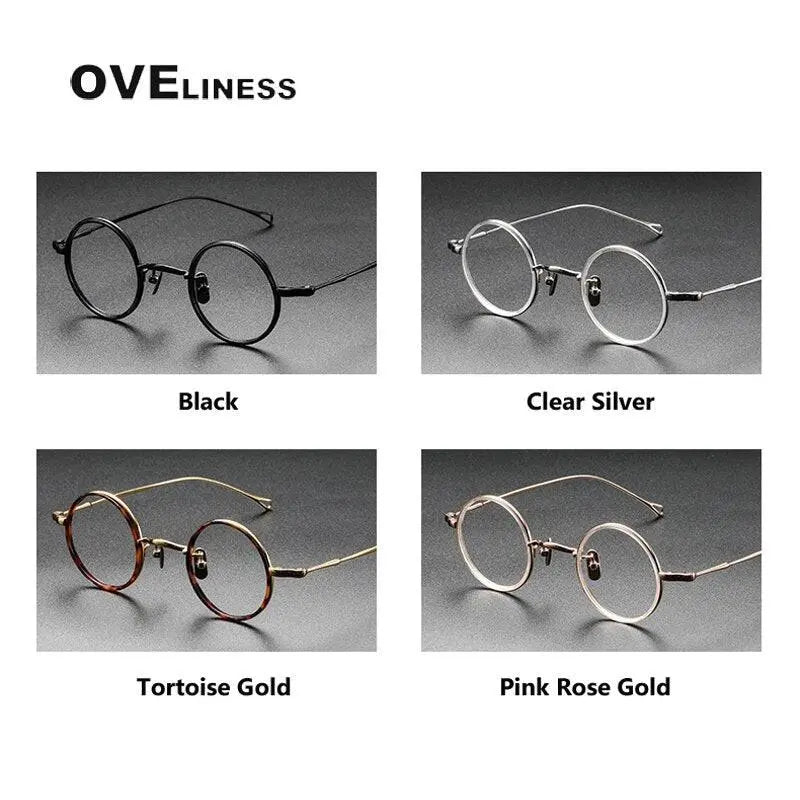 Unisex Round Full Rim Titanium Prescription Glasses V8 — view 8 | Rx Spectacle