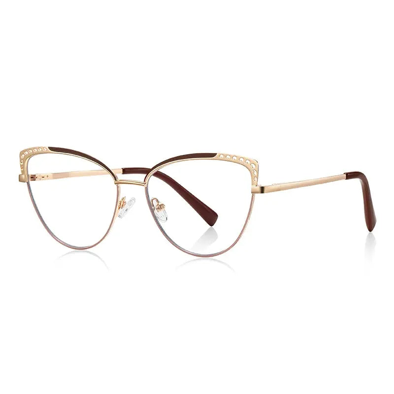 Women's Cat Eye Full Rim Alloy Prescription Glasses 843107 — view 4 | Rx Spectacle
