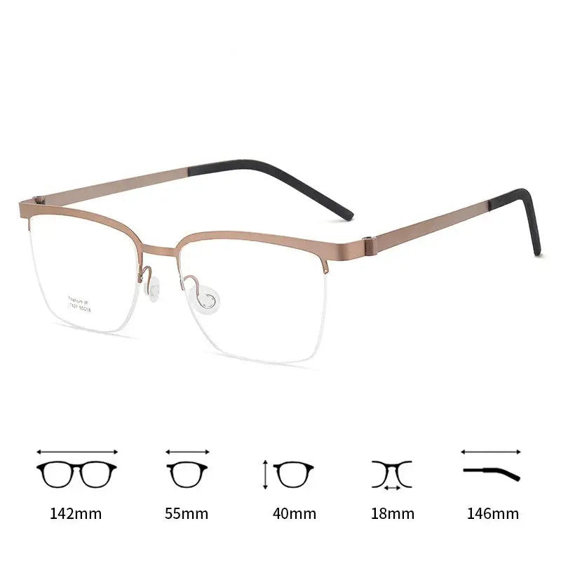 Men's Square Semi-Rimless Titanium Prescription Glasses 367427 — view 4 | Rx Spectacle