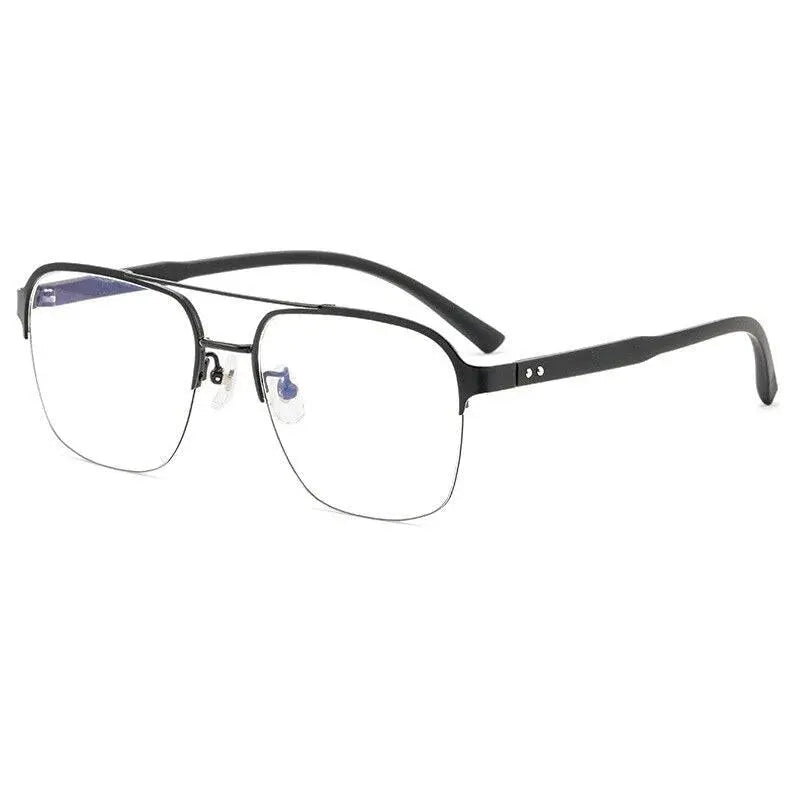 Men's Square Semi-Rimless Titanium Double Bridge Prescription Glasses — view 4 | Rx Spectacle