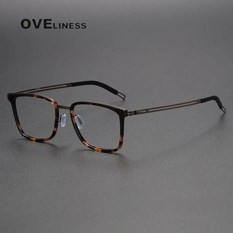 Unisex Square Full Rim Titanium Screwless Prescription Glasses 8202305 — view 6 | Rx Spectacle