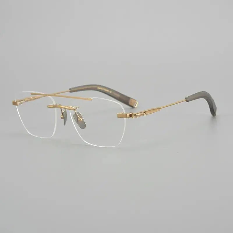 Unisex Square Rimless Titanium Double Bridge Prescription Glasses Dtx419 — view 9 | Rx Spectacle
