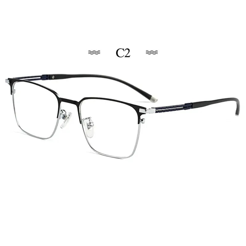 Unisex Browline Semi-Rimless Titanium Prescription Glasses 486097 — view 4 | Rx Spectacle