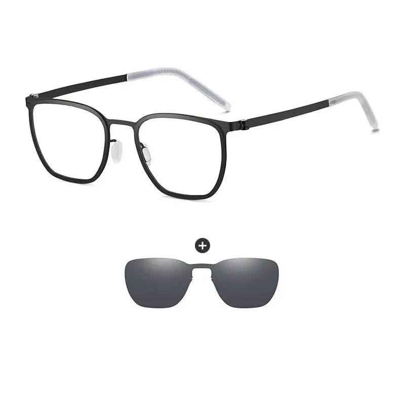 Unisex Square Full Rim Stainless Steel Clip-On Prescription Glasses 790849 — view 4 | Rx Spectacle
