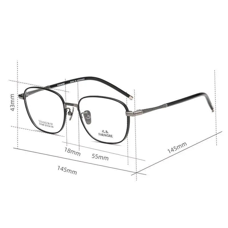 Unisex Square Full Rim Titanium Prescription Glasses FM040 — view 6 | Rx Spectacle