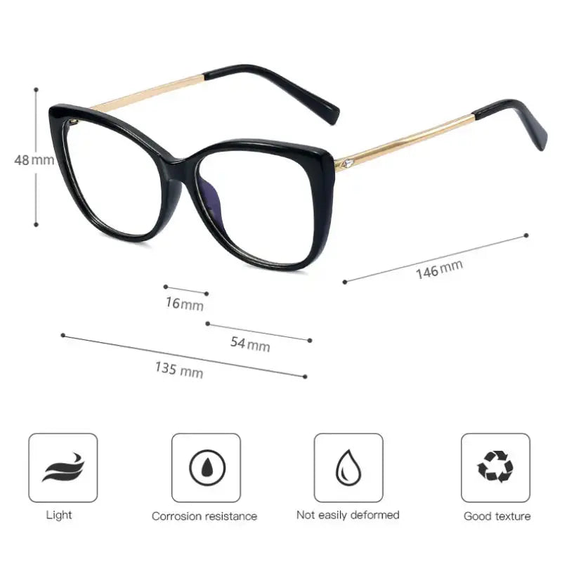 Women's Cat Eye Full Rim TR90 Prescription Glasses 93376 — view 3 | Rx Spectacle