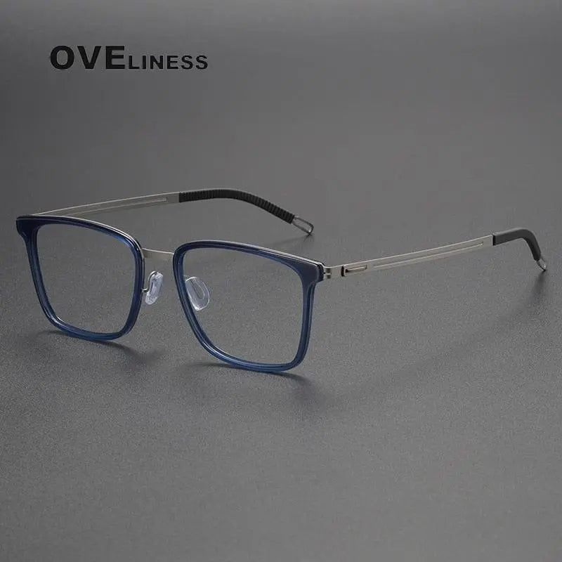 Unisex Square Full Rim Titanium Screwless Prescription Glasses 8202305 — view 5 | Rx Spectacle
